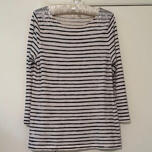 Striped Sequin Shoulder Women's Top